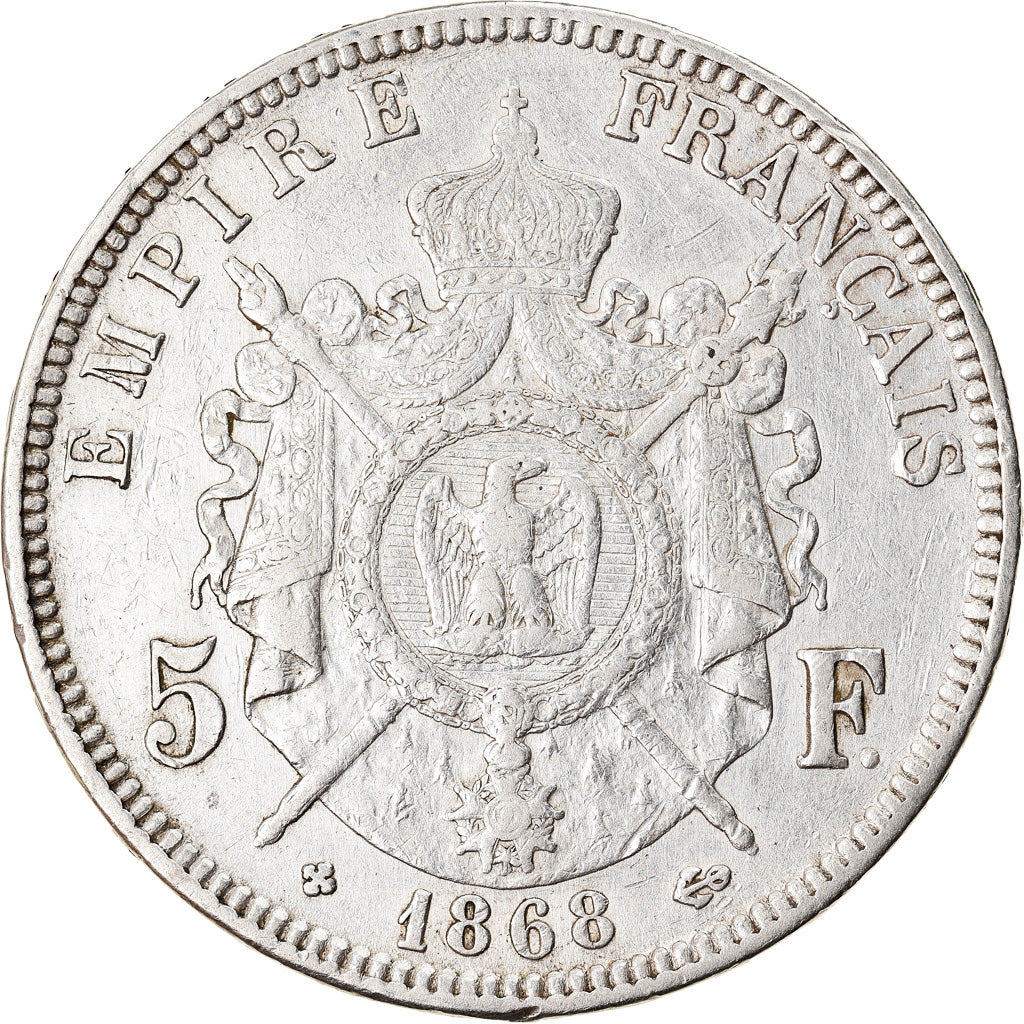 Coin, France, Napoléon III, 5 Francs, 1868, Strasbourg, EF(40-45), Silver