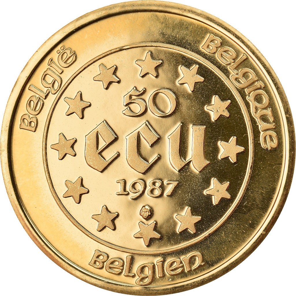 Coin, Belgium, Baudouin I, 50 Ecu, 1987, MS(65-70), Gold, KM:167