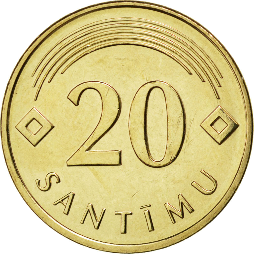 LATVIA, 20 Santimu, 2009, KM #22.1, MS(63), Nickel-Brass, 21.5, 4.03