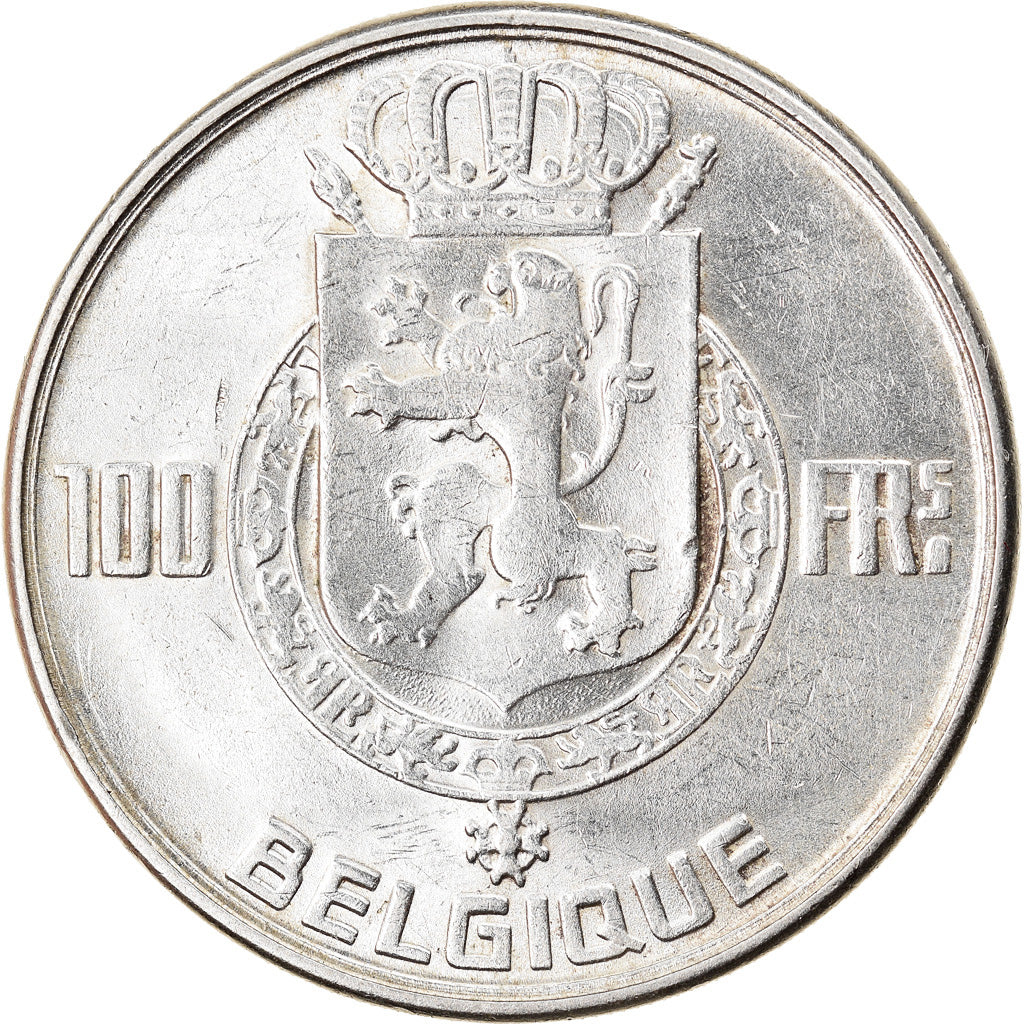 Coin, Belgium, 100 Francs, 100 Frank, 1950, AU(55-58), Silver, KM:138.1