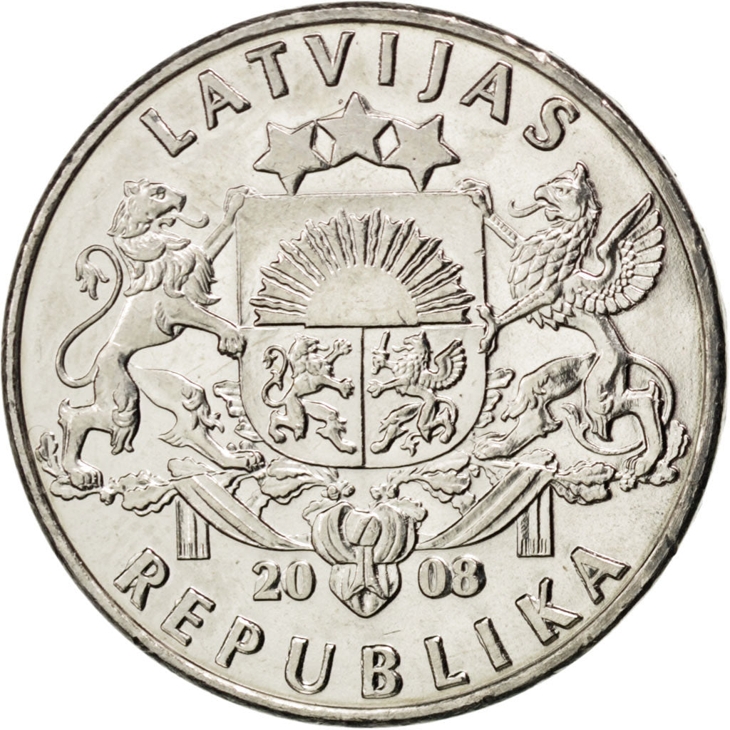Coin, Latvia, Lats, 2008, MS(63), Copper-nickel, KM:12