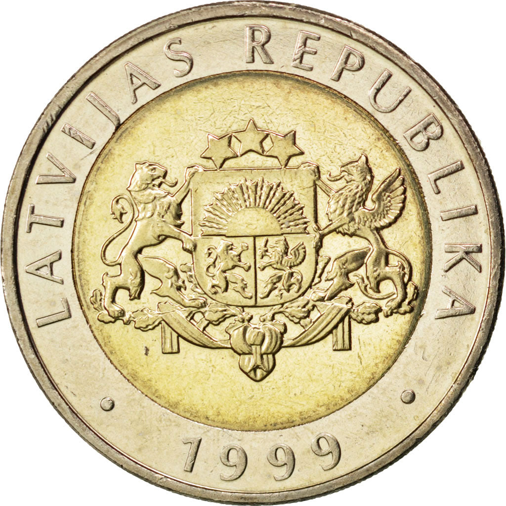 Coin, Latvia, 2 Lati, 1999, MS(63), Bi-Metallic, KM:38