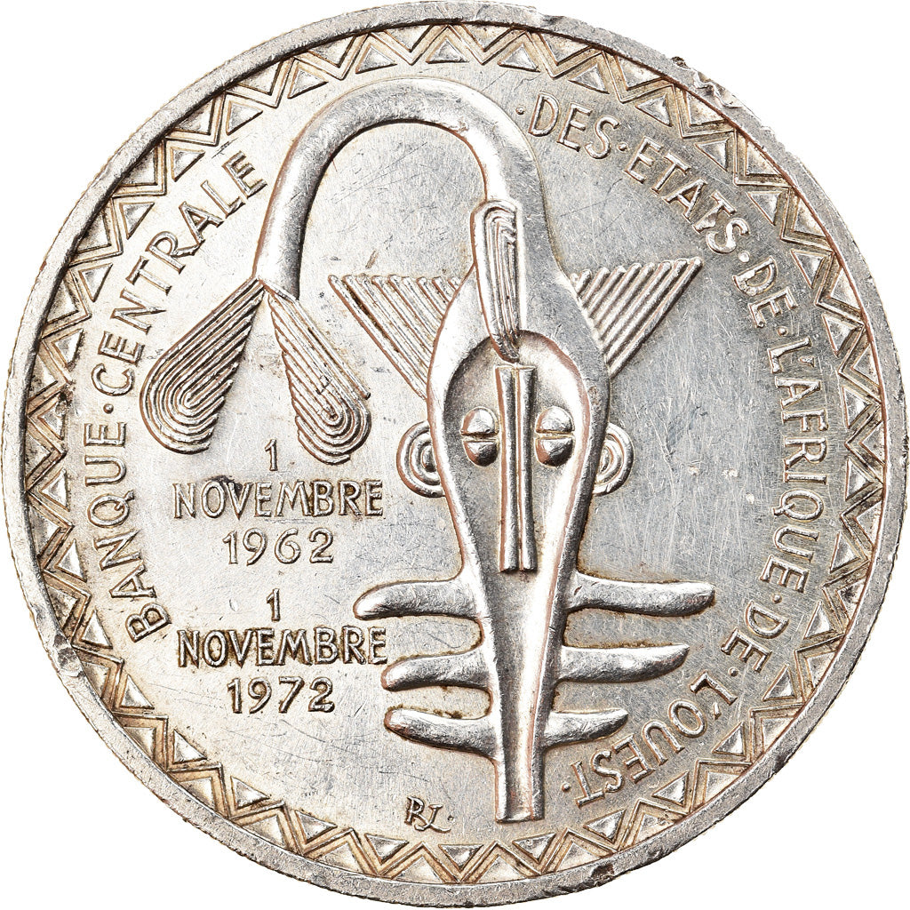 Coin, West African States, 500 Francs, 1972, AU(55-58), Silver, KM:7