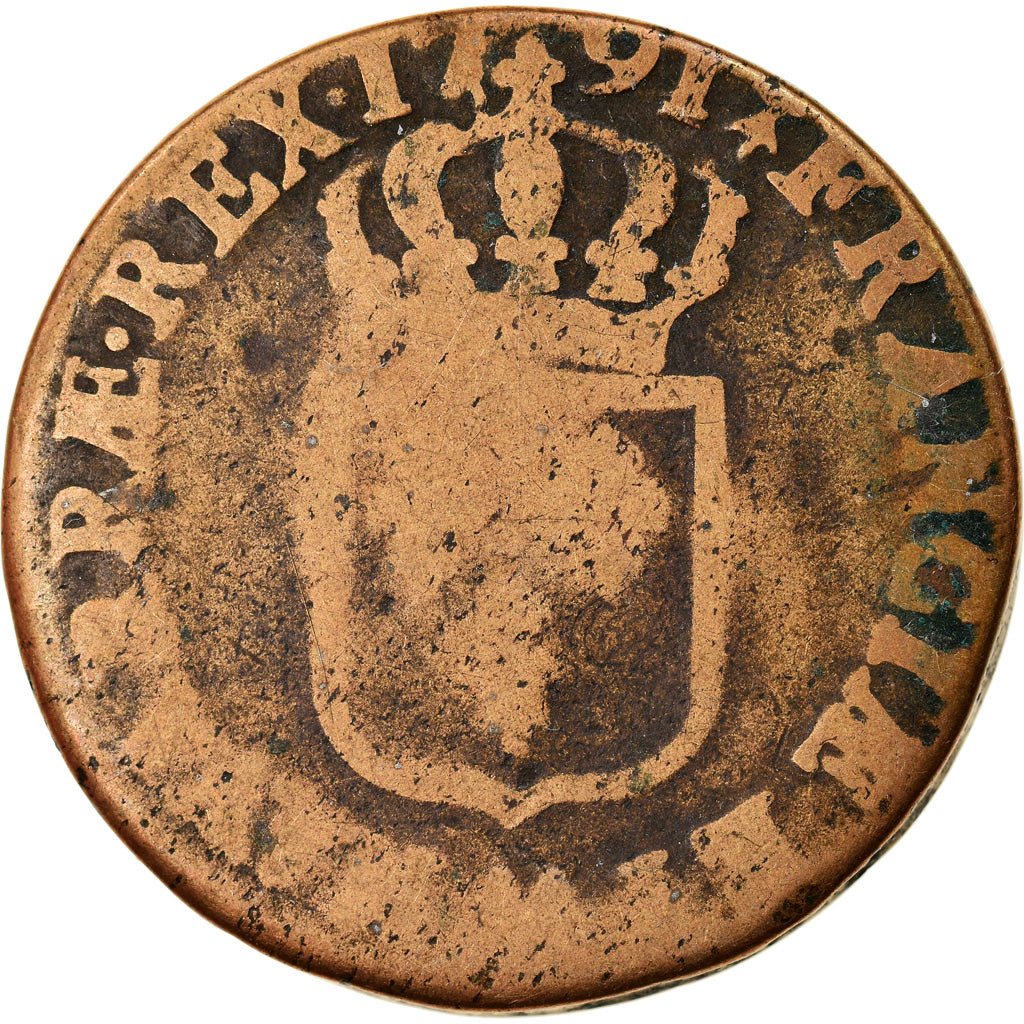 Moneta, Francja, Louis XVI, Sol ou sou, Sol, 1791, Metz, VG(8-10), Miedź