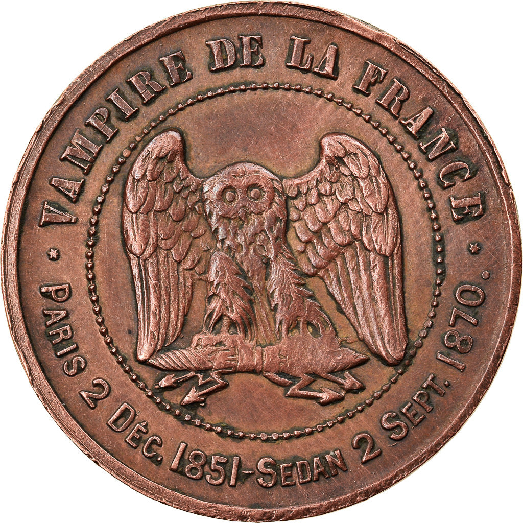 Coin, France, 10 Centimes, 1870, Sedan, Satirique, AU(50-53), Copper