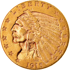Monnaie, États-Unis, $2.50, Quarter Eagle, 1915, Philadelphie, TTB+, Or, KM:128