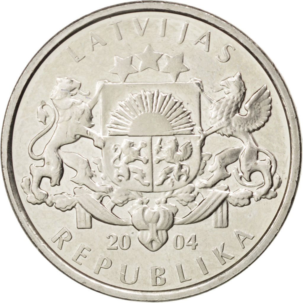 Moneta, Lettonia, Lats, 2004, SPL, Rame-nichel, KM:67