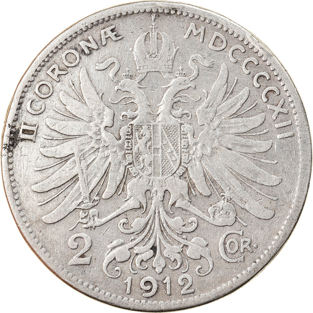 Münze, Österreich, Franz Joseph I, 2 Corona, 1912, S+, Silber, KM:2821