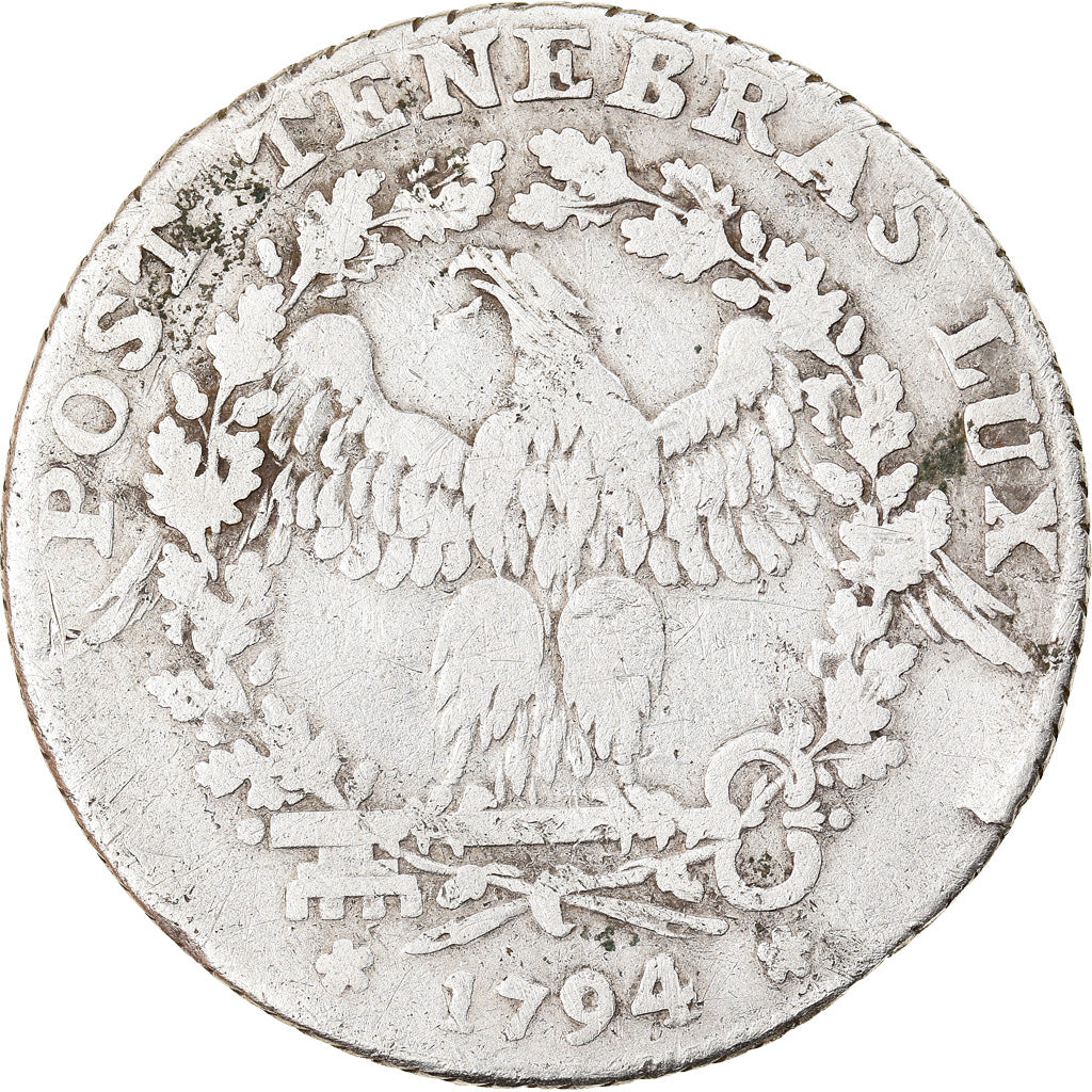 Coin, SWISS CANTONS, GENEVA, 15 Sols, 1794, VF(20-25), Silver, KM:97