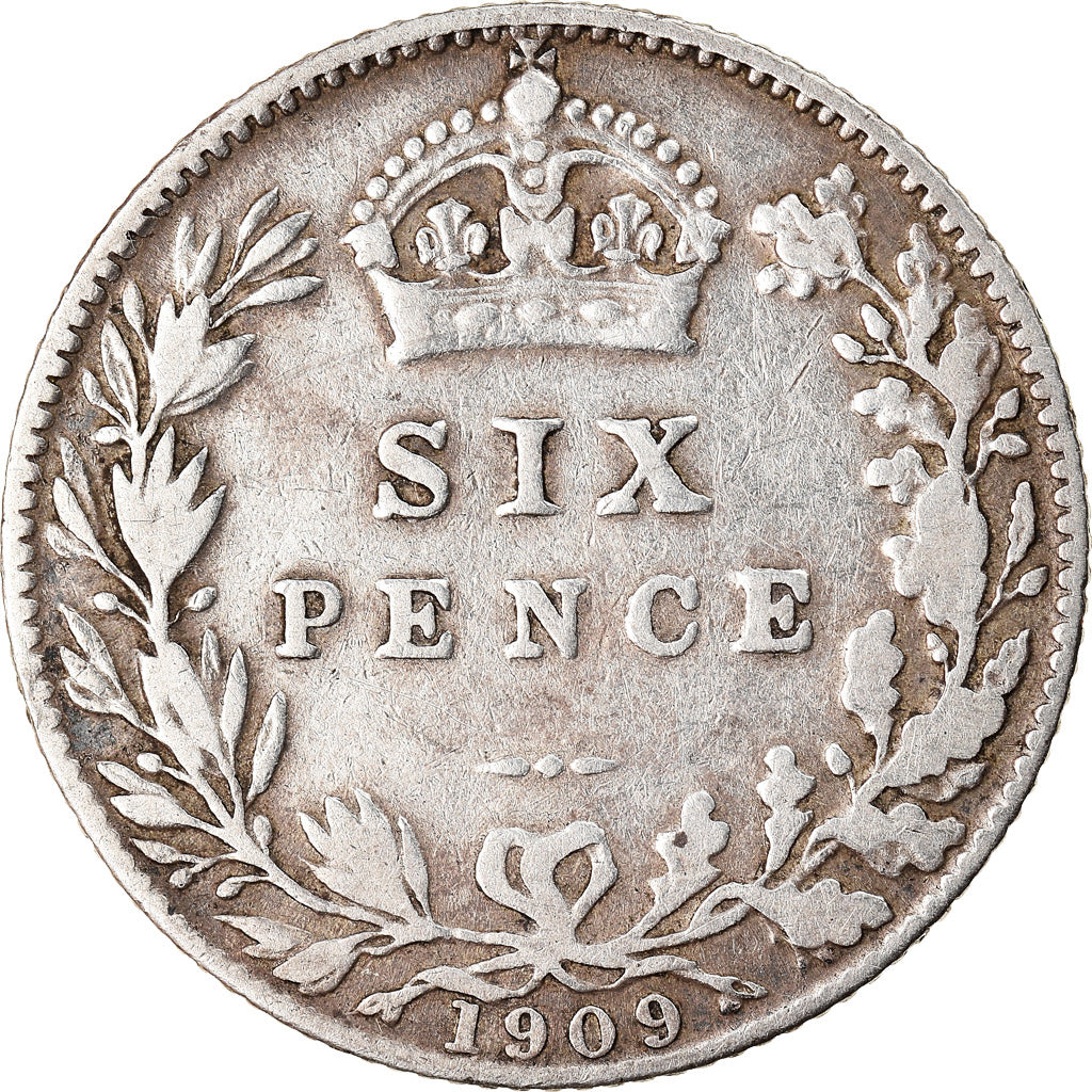 Coin, Great Britain, Edward VII, 6 Pence, 1909, VF(30-35), Silver, KM:799