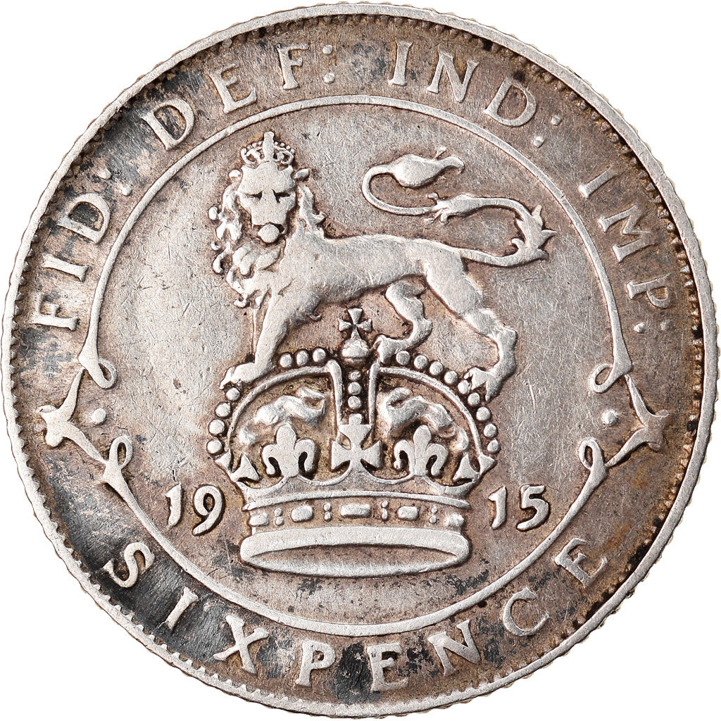 Coin, Great Britain, George V, 6 Pence, 1915, EF(40-45), Silver, KM:815