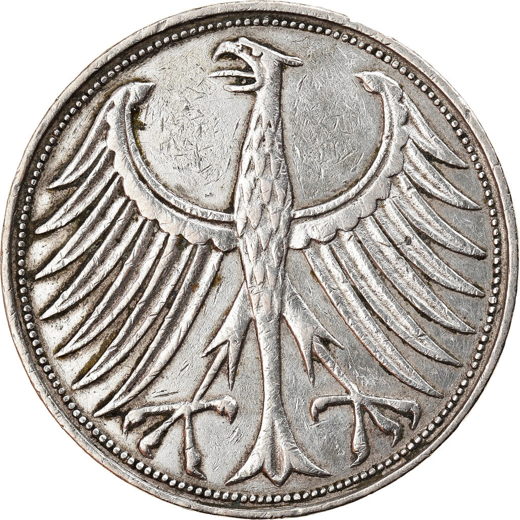 Moneta, GERMANIA - REPUBBLICA FEDERALE, 5 Mark, 1951, Hambourg, BB, Argento