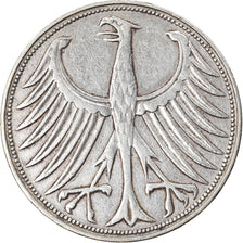 Coin, GERMANY - FEDERAL REPUBLIC, 5 Mark, 1951, Karlsruhe, EF(40-45), Silver