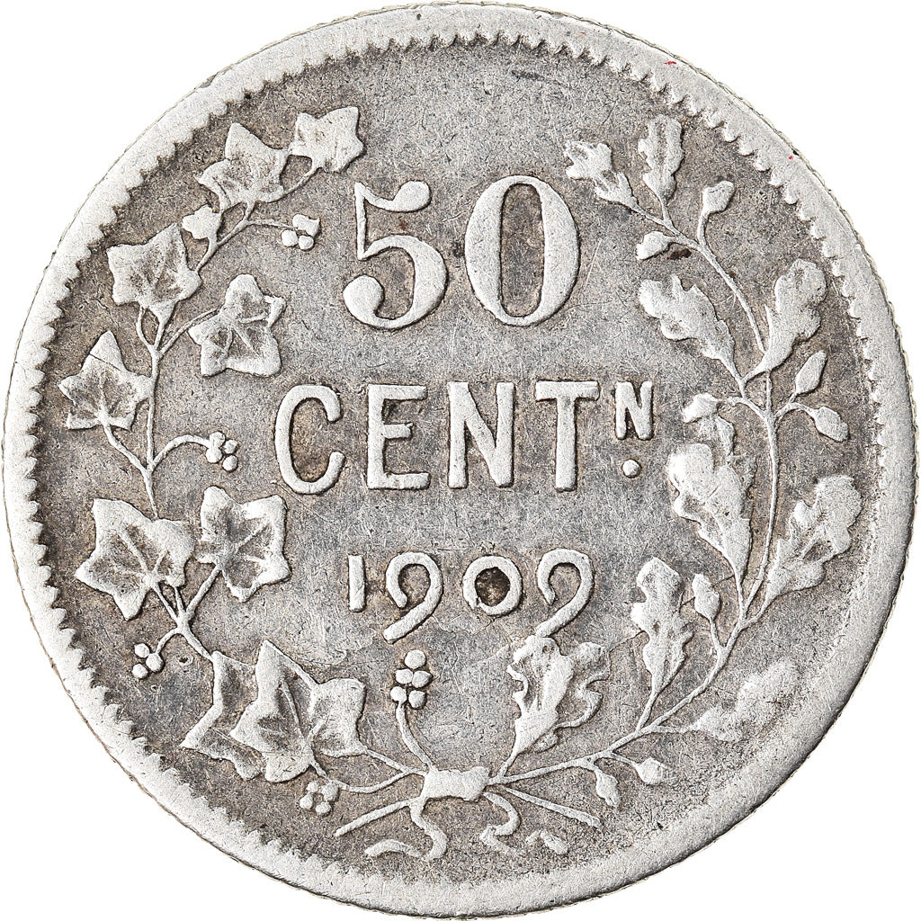 Coin, Belgium, Leopold II, 50 Centimes, 1909, VF(30-35), Silver, KM:61.1