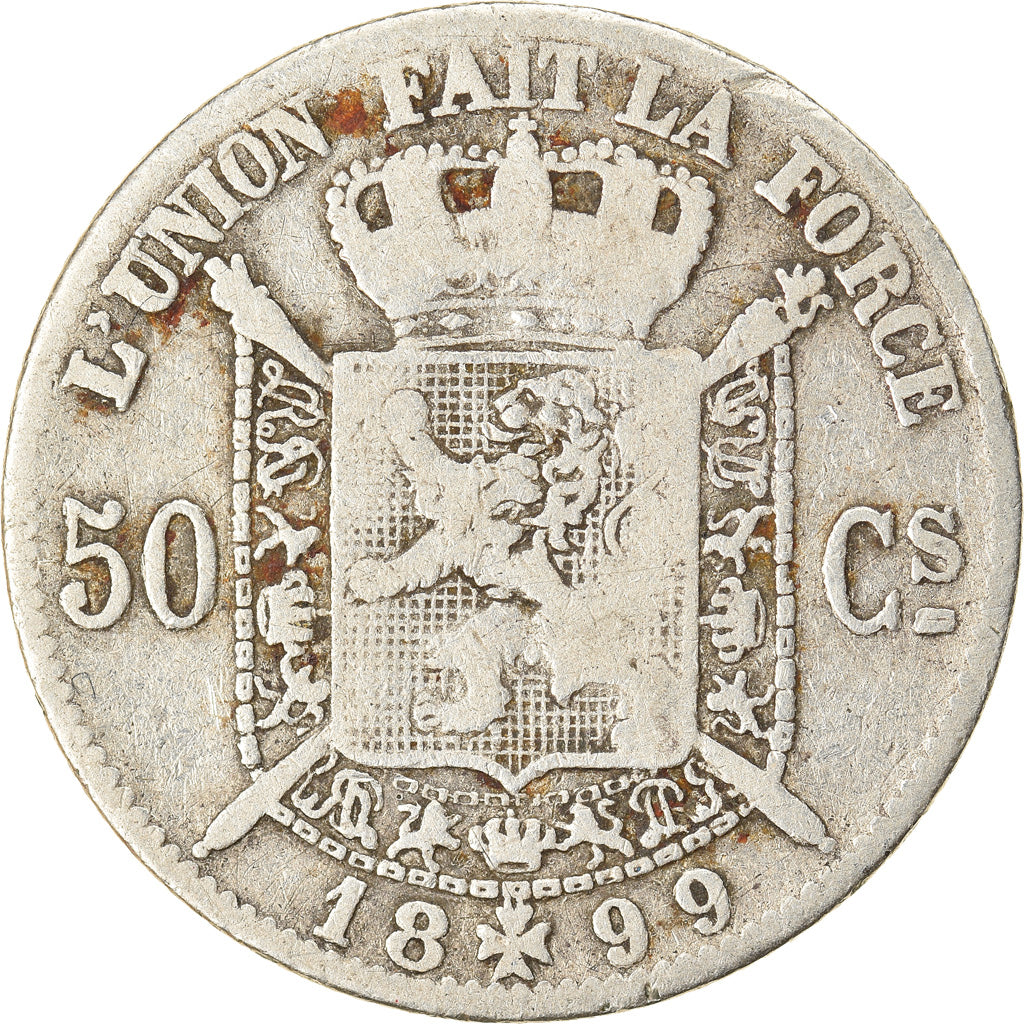 Coin, Belgium, Leopold II, 50 Centimes, 1899, VF(20-25), Silver, KM:26
