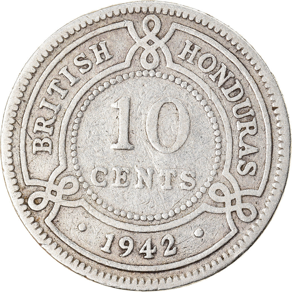 Moeda, Honduras Britânicas, George VI, 10 Cents, 1942, VF(30-35), Prata, KM:23