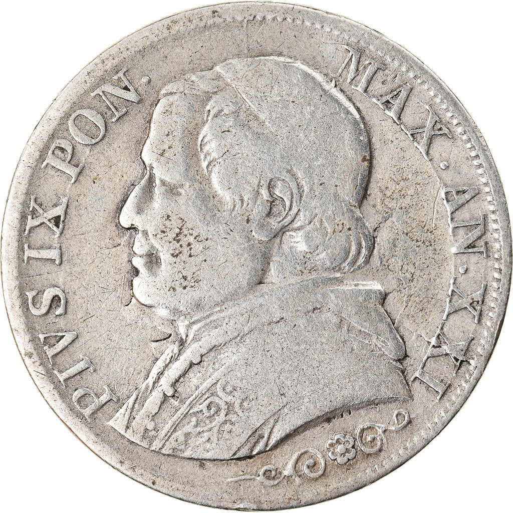 Moneta, DEPARTAMENTY WŁOSKIE, PAPAL STATES, Pius IX, Lira, 1866, Roma