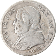 Moneta, DEPARTAMENTY WŁOSKIE, PAPAL STATES, Pius IX, Lira, 1866, Roma
