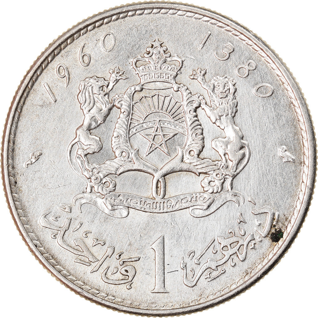 Coin, Morocco, Mohammed V, Dirham, 1960, Paris, EF(40-45), Silver, KM:55