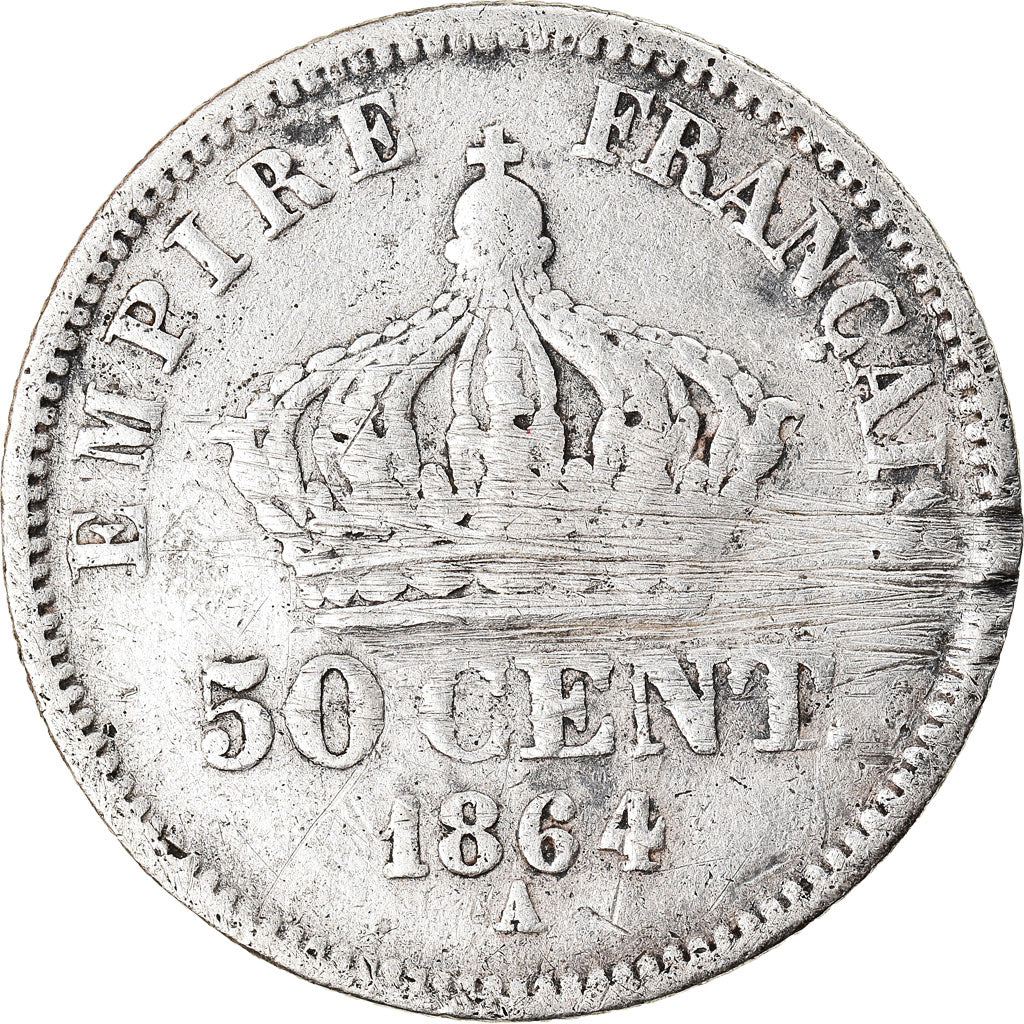Coin, France, Napoleon III, 50 Centimes, 1864, Paris, VF(20-25)