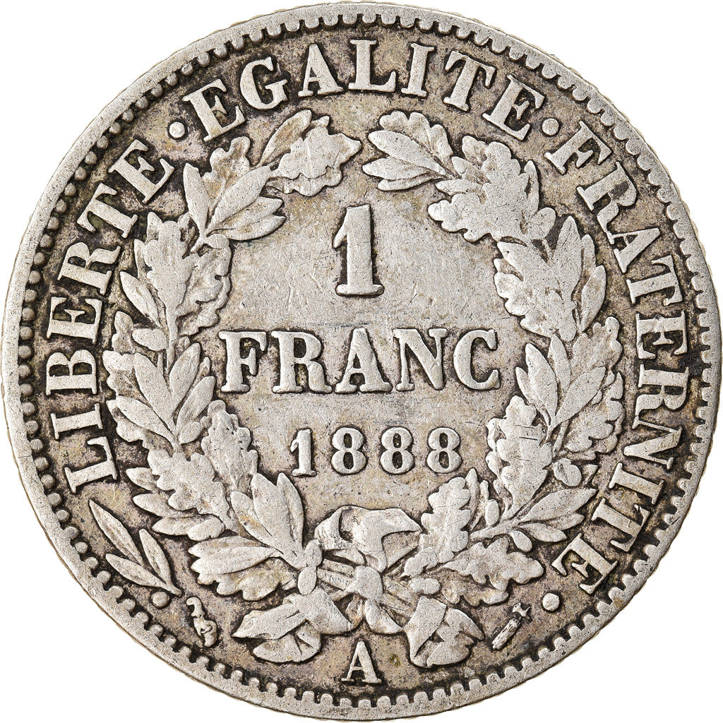 Monnaie, France, Cérès, Franc, 1888, Paris, TB+, Argent, Gadoury:465a