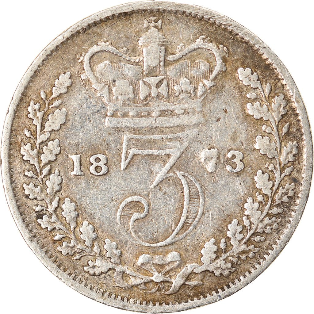 Coin, Great Britain, Victoria, 3 Pence, 1873, VF(20-25), Silver, KM:730