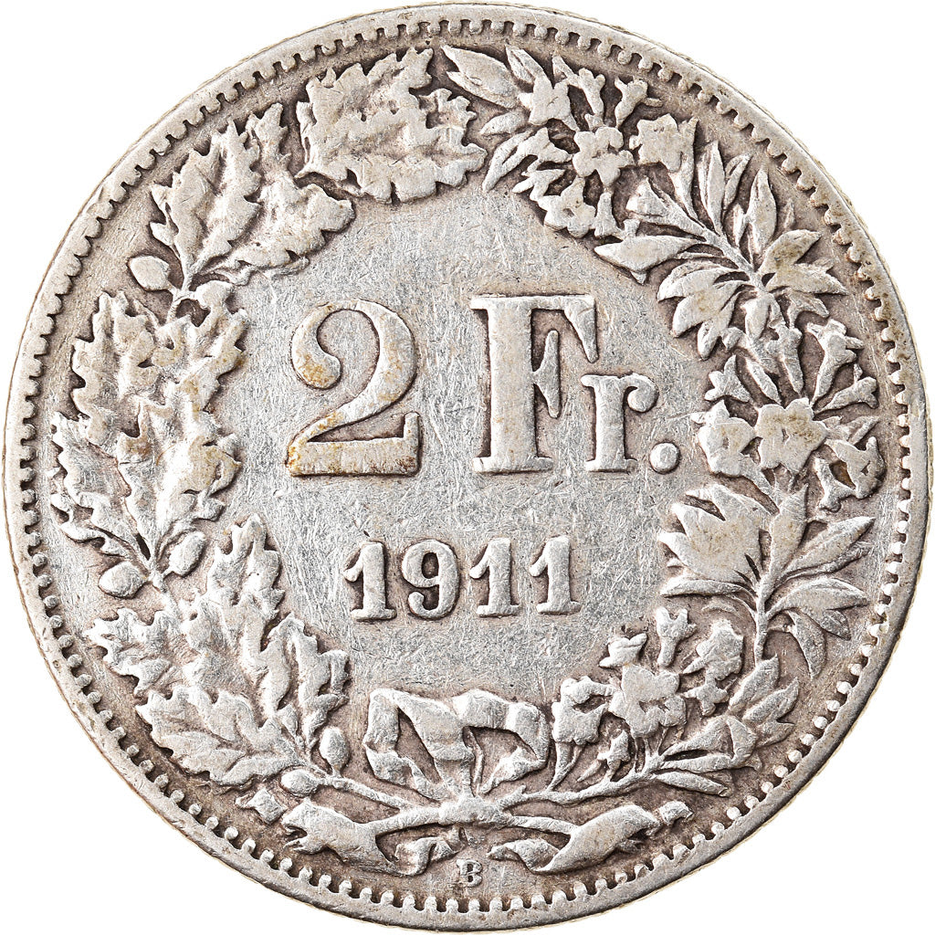 Coin, Switzerland, 2 Francs, 1911, Bern, VF(30-35), Silver, KM:21