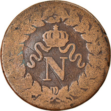 Moneda, Francia, Napoléon I, Decime, 1814, Strasbourg, BC+, Bronce, KM:700