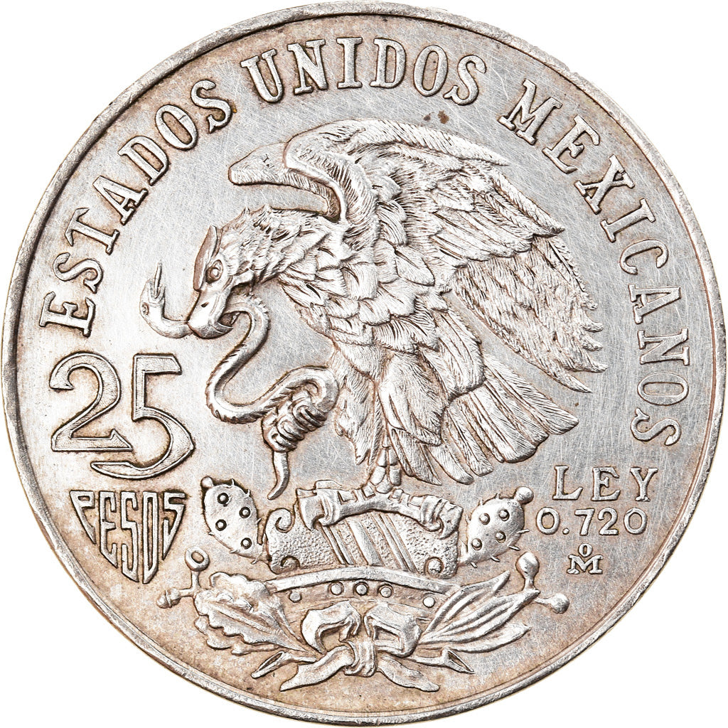 Coin, Mexico, 25 Pesos, 1968, Mexico, AU(50-53), Silver, KM:479.1