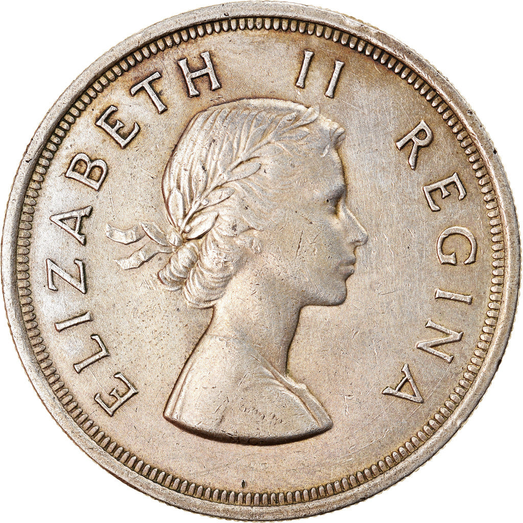 Coin, South Africa, Elizabeth II, 5 Shillings, 1953, AU(50-53), Silver, KM:52
