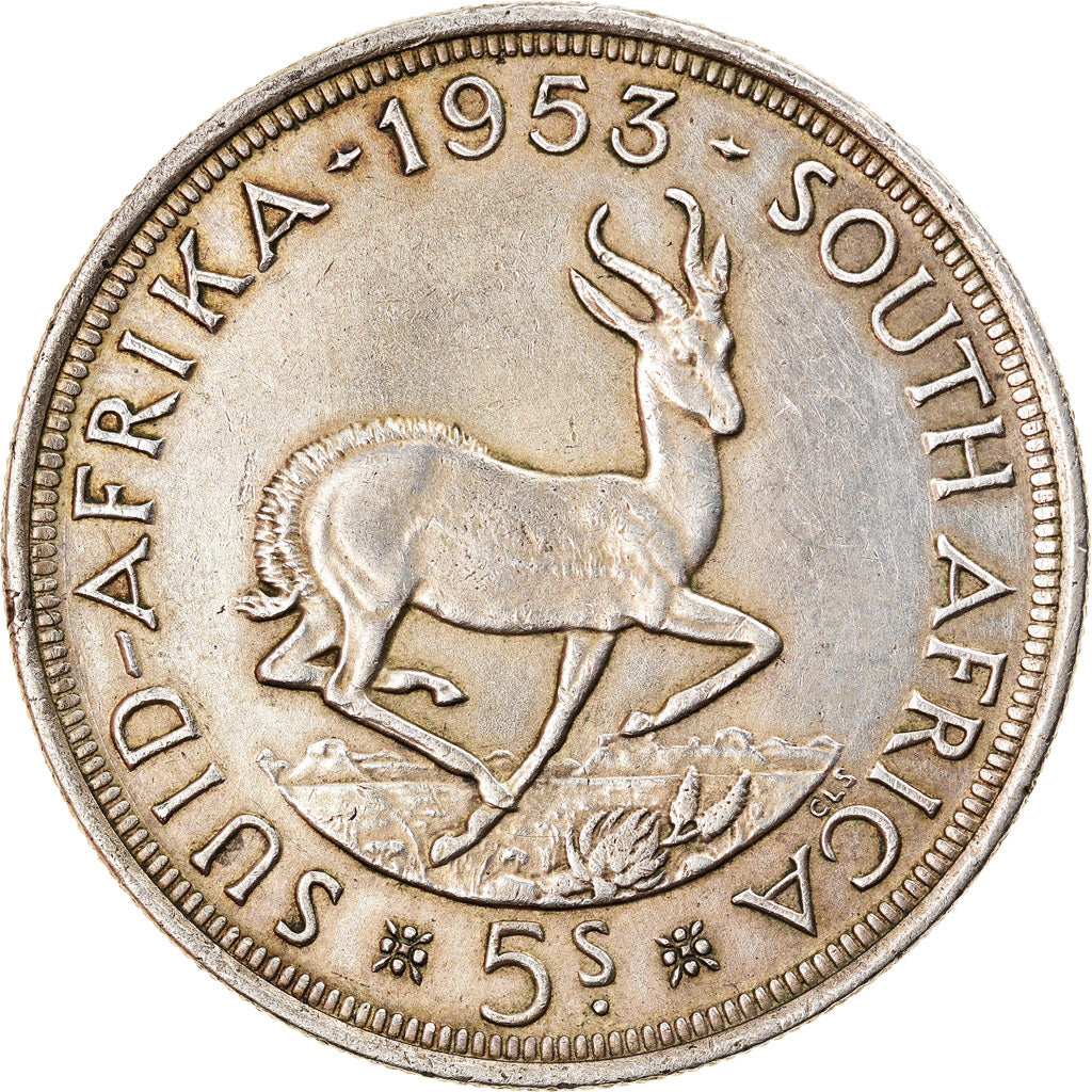 Coin, South Africa, Elizabeth II, 5 Shillings, 1953, AU(50-53), Silver, KM:52
