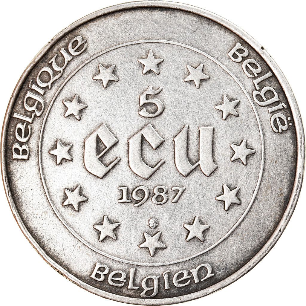 Coin, Belgium, Baudouin I, 5 Ecu, 1987, AU(55-58), Silver, KM:166