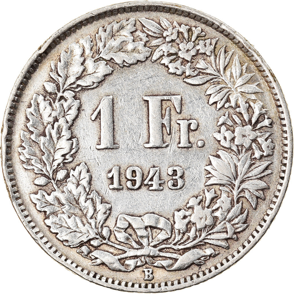 Moeda, Suíça, Franc, 1943, Bern, EF(40-45), Prata, KM:24