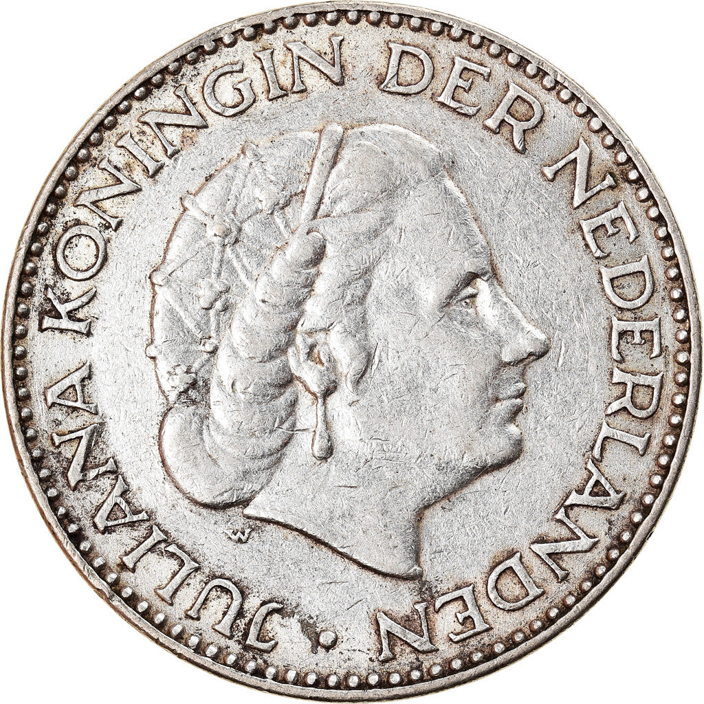 Coin, Netherlands, Juliana, Gulden, 1954, EF(40-45), Silver, KM:184
