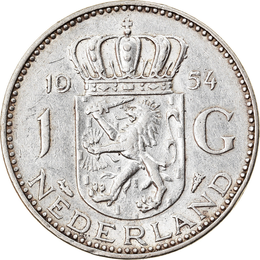Coin, Netherlands, Juliana, Gulden, 1954, EF(40-45), Silver, KM:184