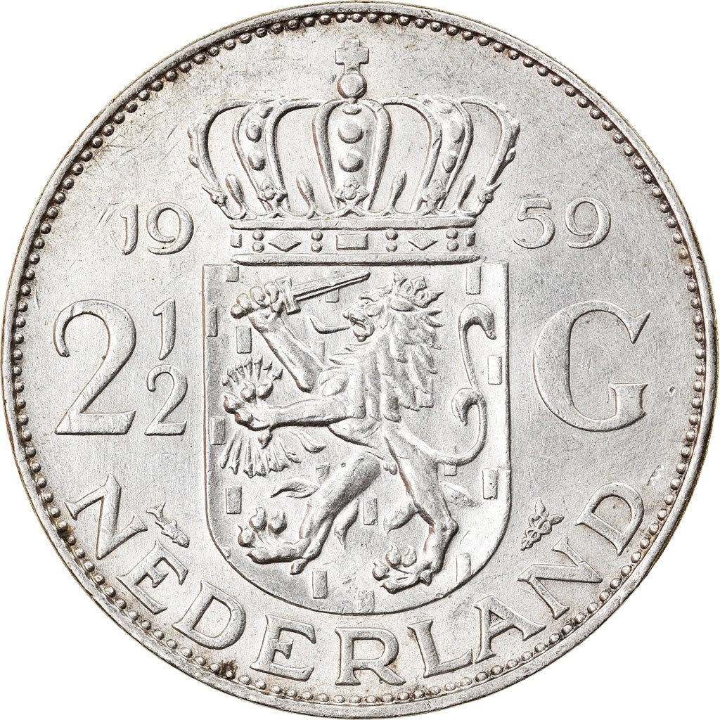 Monnaie, Pays-Bas, Juliana, 2-1/2 Gulden, 1959, TTB+, Argent, KM:185