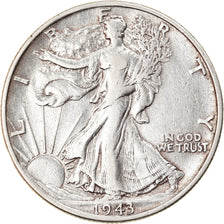 Coin, United States, Half Dollar, 1943, Philadelphia, EF(40-45), Silver, KM:142