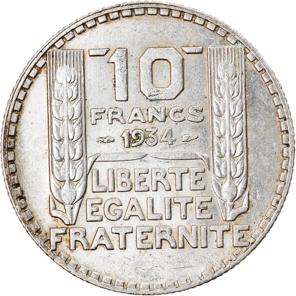 Moeda, França, Turin, 10 Francs, 1934, Paris, AU(50-53), Prata, KM:878