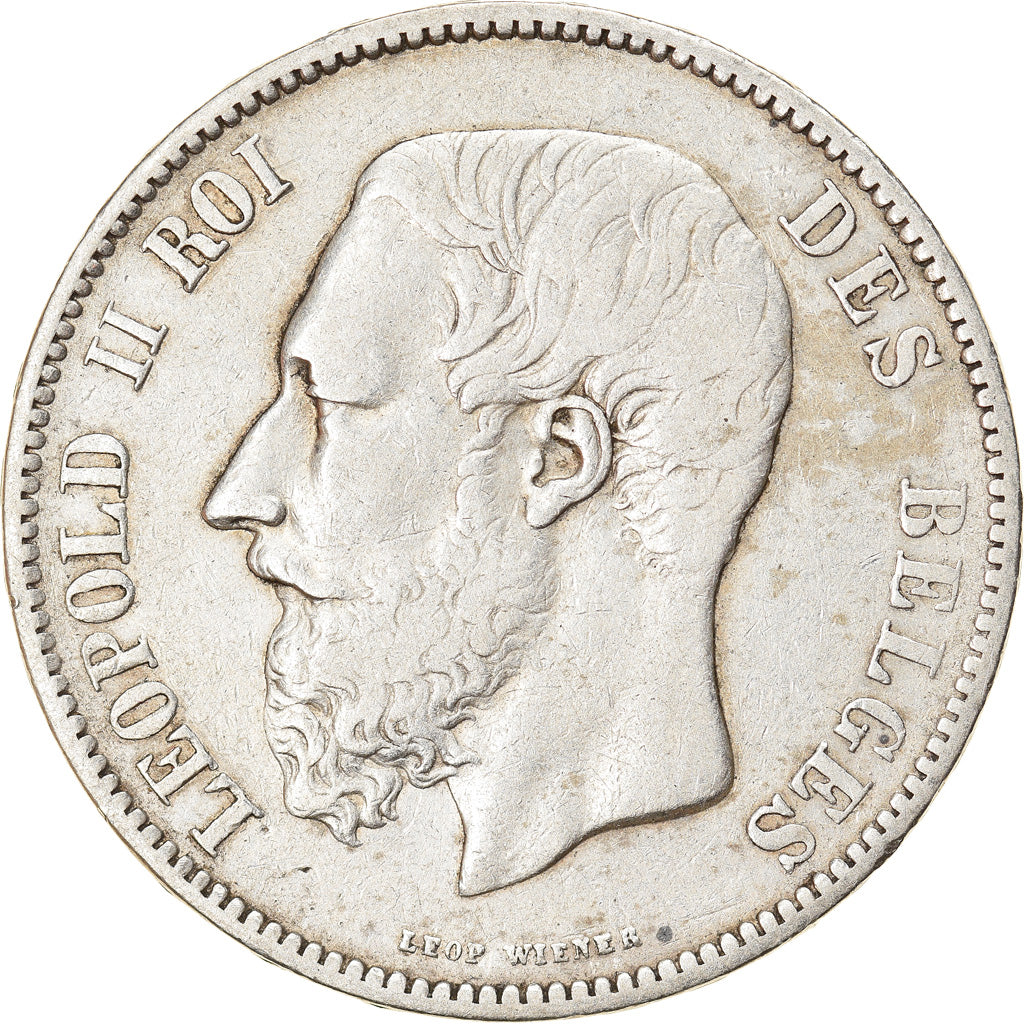Coin, Belgium, Leopold II, 5 Francs, 5 Frank, 1867, EF(40-45), Silver, KM:24