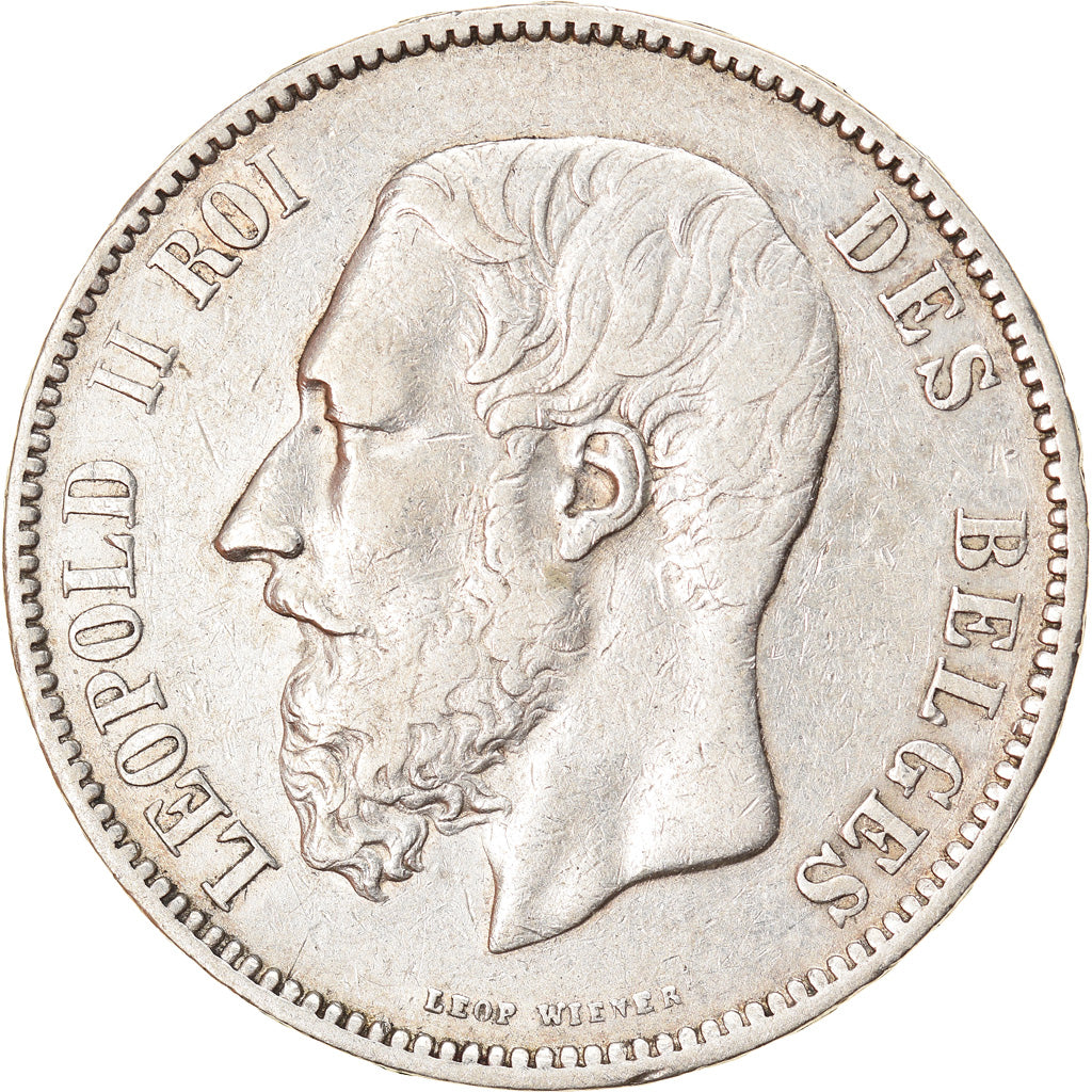 Coin, Belgium, Leopold II, 5 Francs, 5 Frank, 1875, EF(40-45), Silver, KM:24