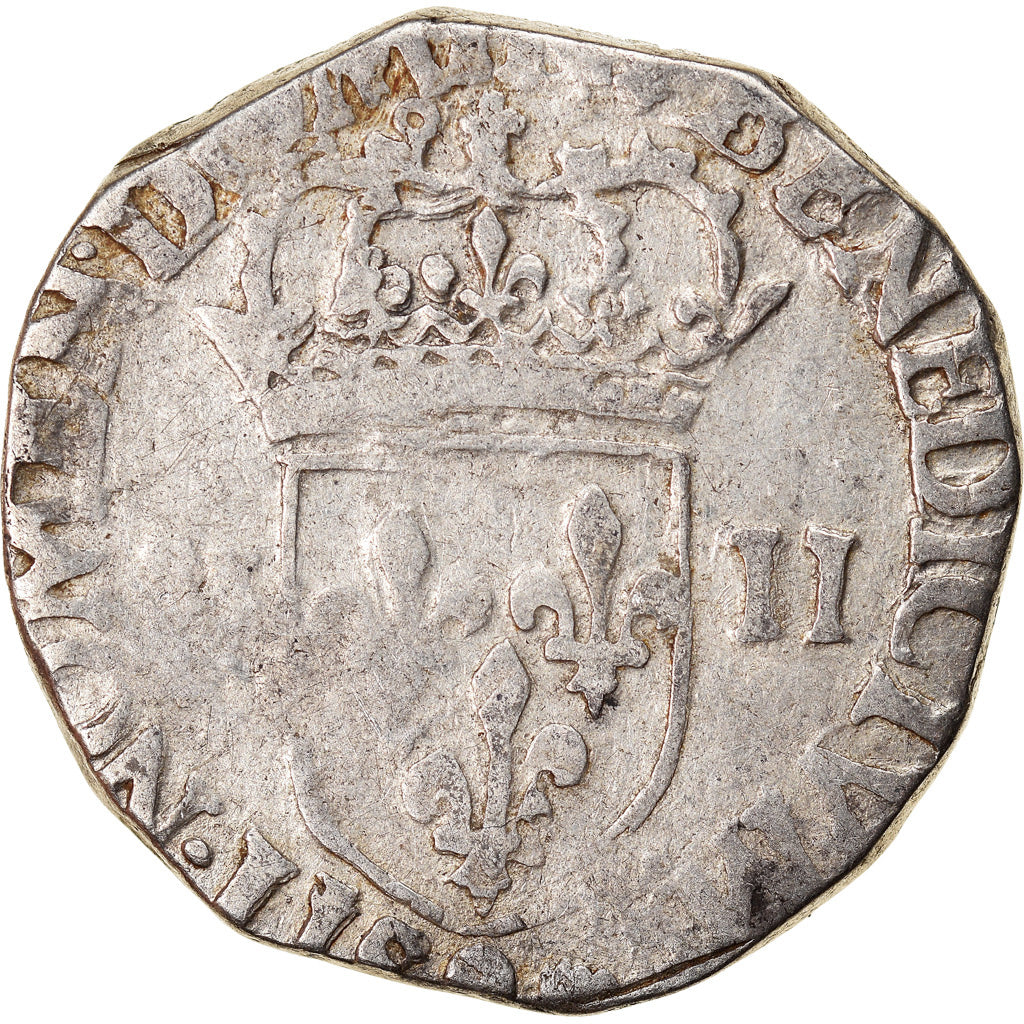 Moneta, Francia, Henri III, 1/4 Ecu, 1587, Rennes, MB, Argento, Duplessy 1133