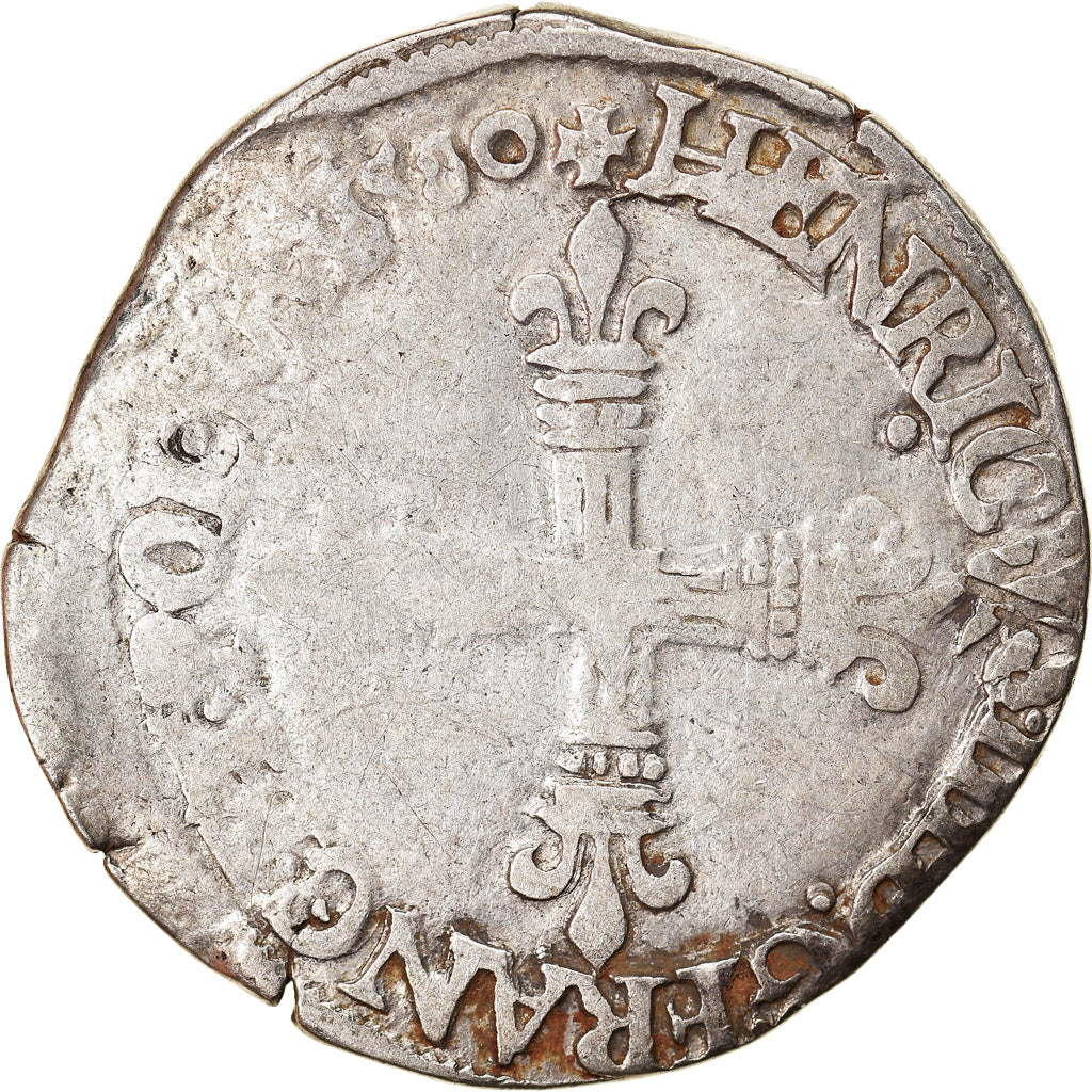 Munten, Frankrijk, Henri III, 1/4 Ecu, 1580, Nantes, FR+, Zilver, Duplessy:1133