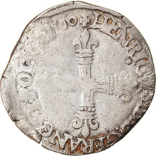 Munten, Frankrijk, Henri III, 1/4 Ecu, 1580, Nantes, FR+, Zilver, Duplessy:1133