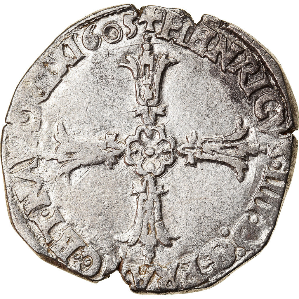 Moneta, Francja, Henri IV, 1/4 Ecu, 1605, Nantes, EF(40-45), Srebro