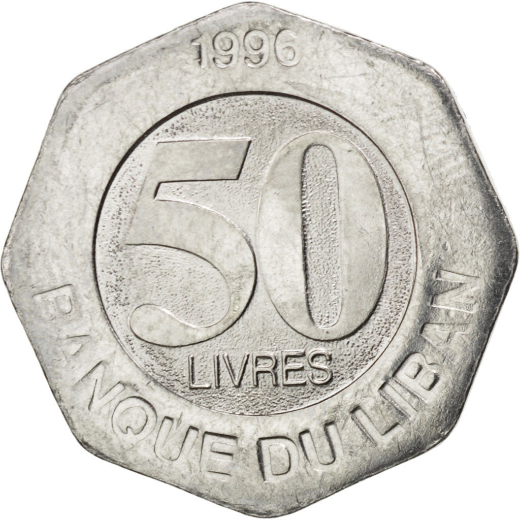 Monnaie, Lebanon, 50 Livres, 1996, SPL, Stainless Steel, KM:37
