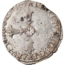 Munten, Frankrijk, Henri IV, 1/4 Ecu, 1605, Nantes, FR+, Zilver, Duplessy:1224