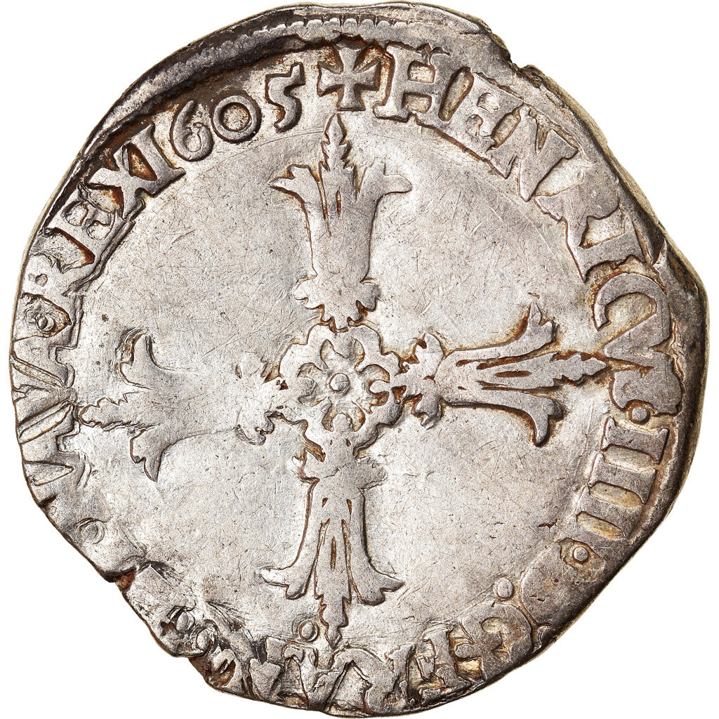 Moneta, Francia, Henri IV, 1/4 Ecu, 1605, Nantes, MB+, Argento, Duplessy:1224