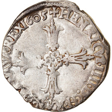 Moneta, Francia, Henri IV, 1/4 Ecu, 1605, Nantes, MB+, Argento, Duplessy:1224