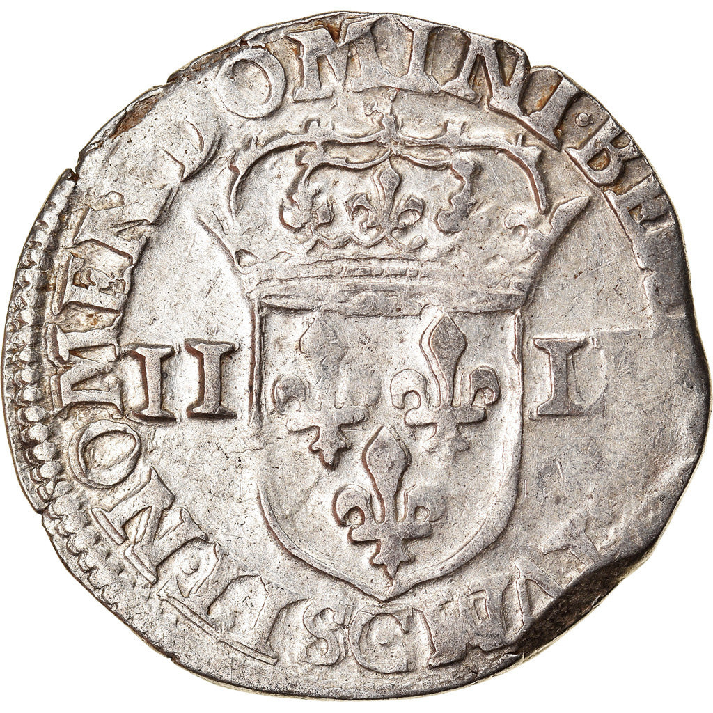 Moeda, França, Henri IV, 1/4 Ecu, 1607, Saint Lô, VF(30-35), Prata