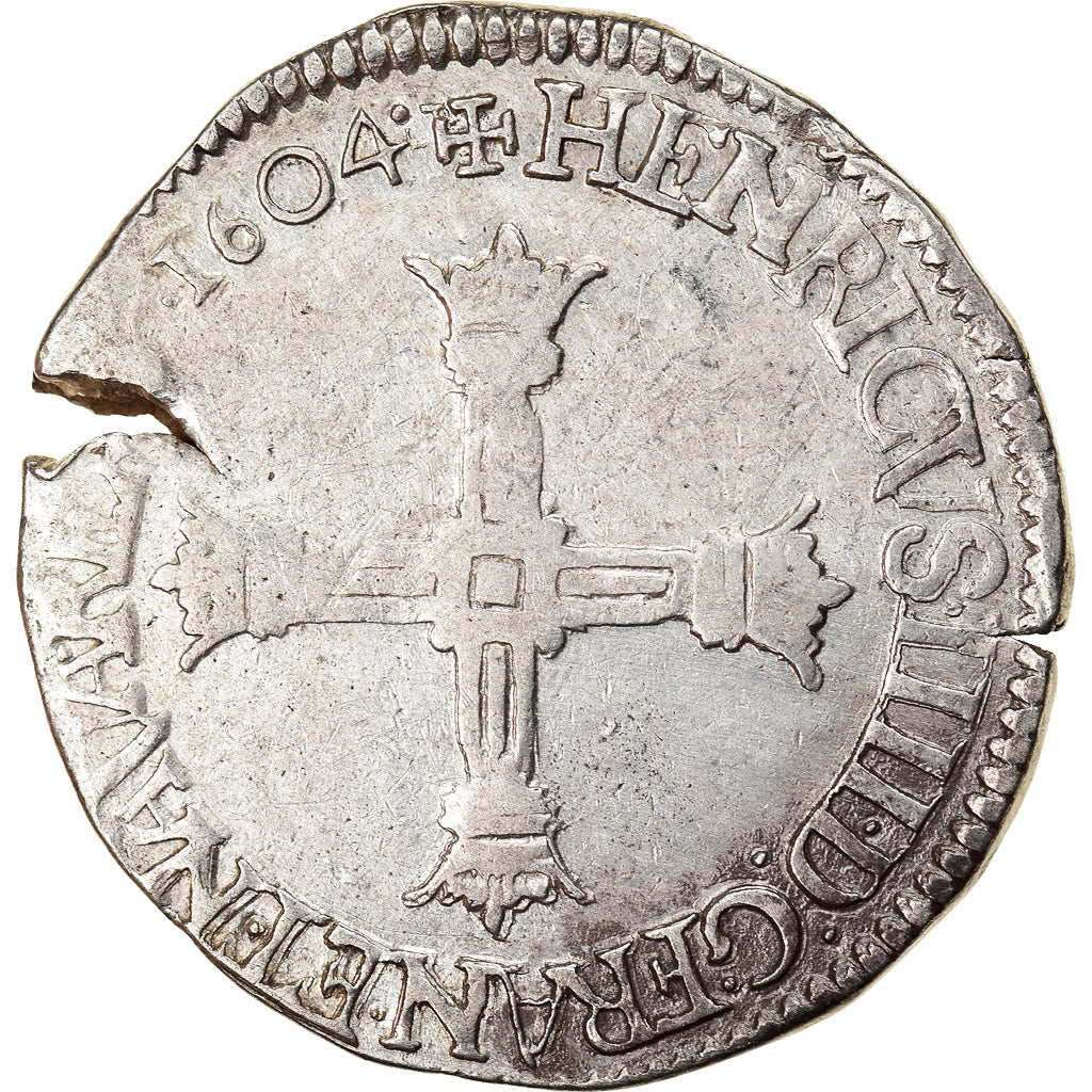 Coin, France, Henri IV, 1/4 Ecu, 1604, Saint Lô, VF(30-35), Silver,Duplessy 1230